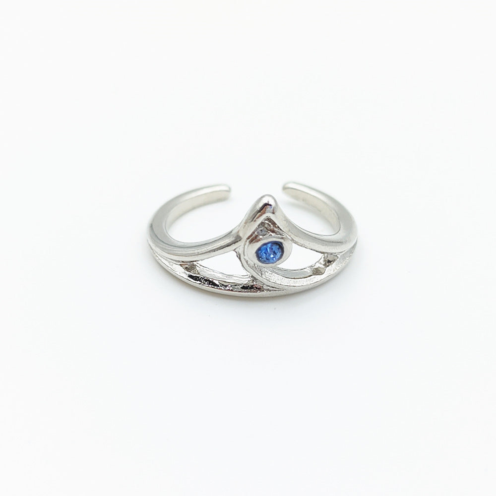 Gold Inlay Adjustable Fashion Ring – Stackable Statement Ring in Blue & Green