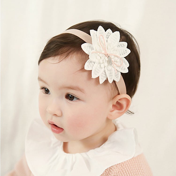 Children's Flower Hair Band – Soft Kids Headband in Pink & White | Gift for Girls