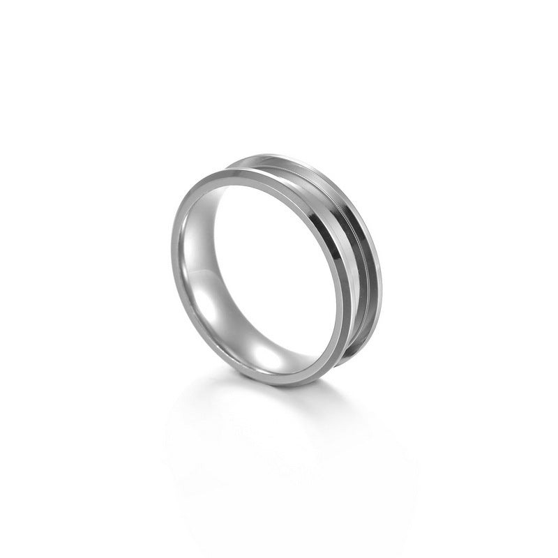 Geometric Retro Band Ring – Vintage Stackable Ring with Diamond Inlay | Silver, Gold & Black