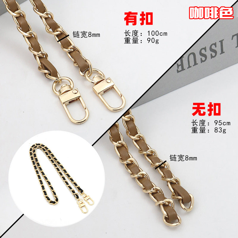 Customizable Chain & Leather Bag Strap