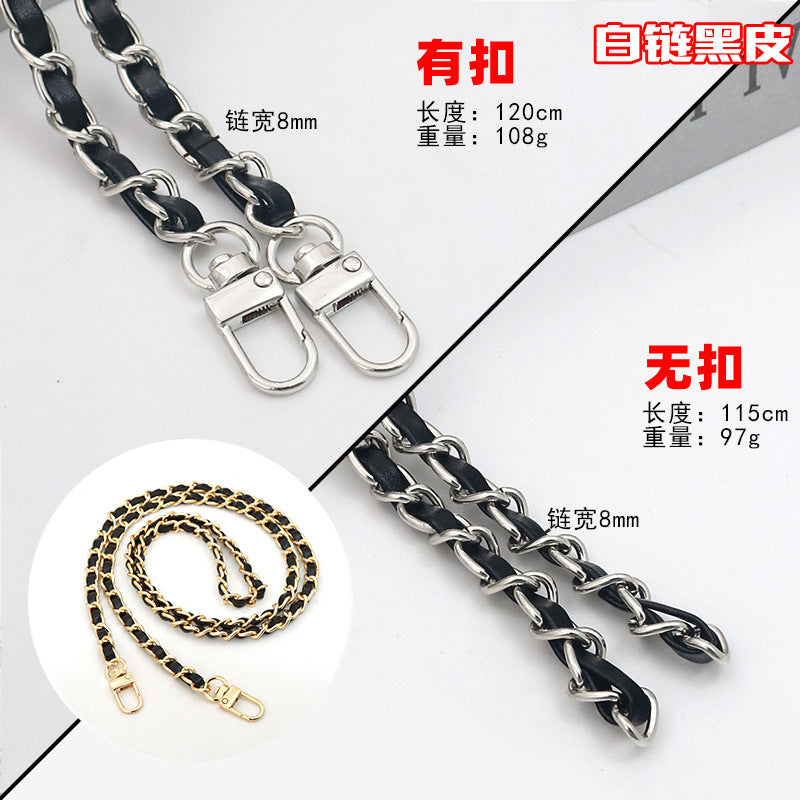 Customizable Chain & Leather Bag Strap