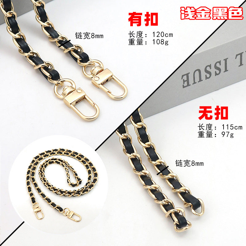 Customizable Chain & Leather Bag Strap