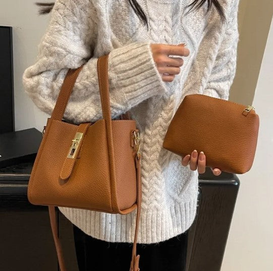 Retro Textured Bucket Bag – Shoulder & Crossbody