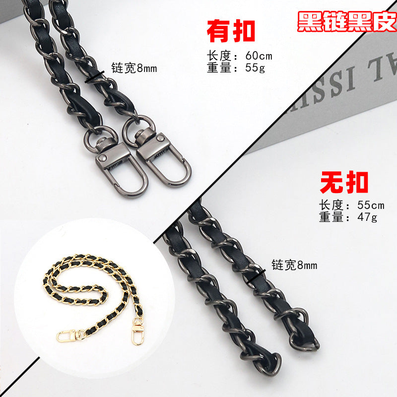 Customizable Chain & Leather Bag Strap
