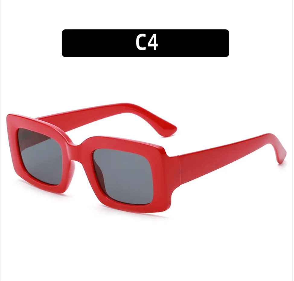 Rectangle Sunglasses for Women – UV400 Bold Frames | Leopard, Red & Black