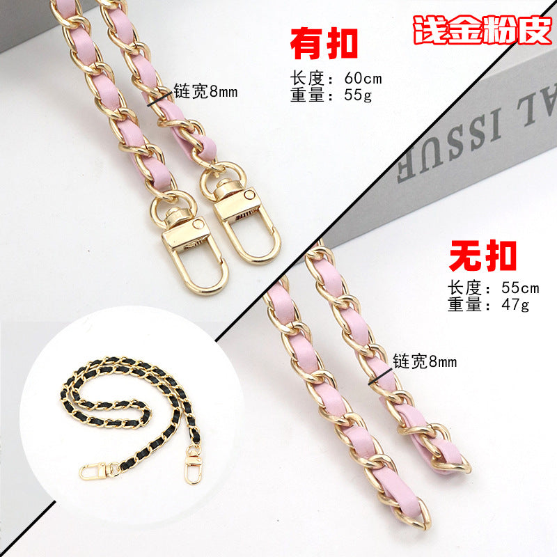 Customizable Chain & Leather Bag Strap