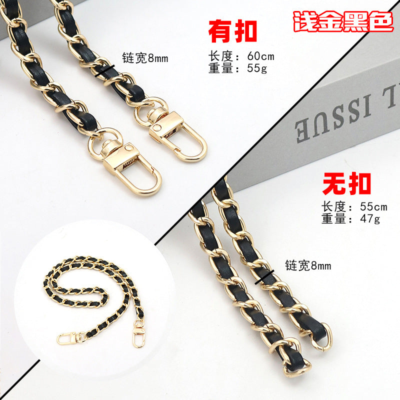 Customizable Chain & Leather Bag Strap