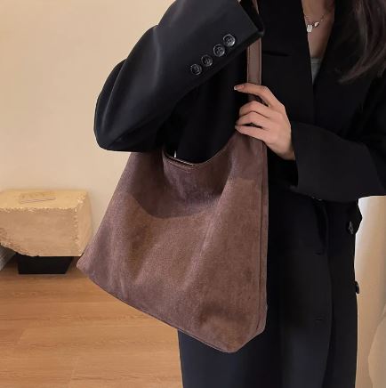 Retro Suede Shoulder Bag – Large Capacity