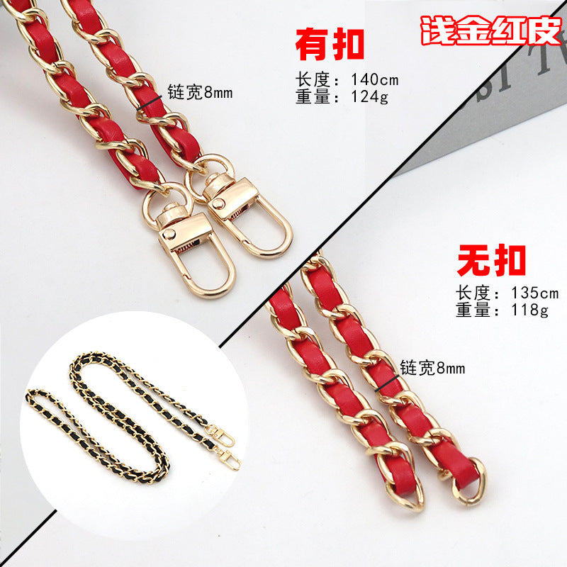 Customizable Chain & Leather Bag Strap