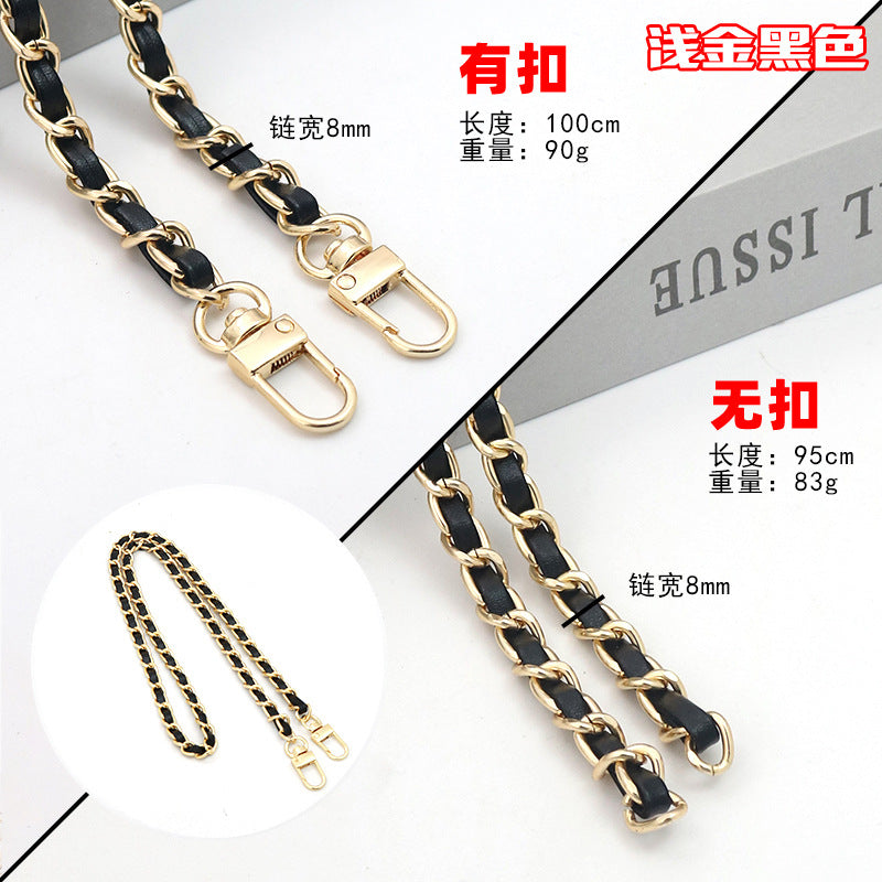 Customizable Chain & Leather Bag Strap
