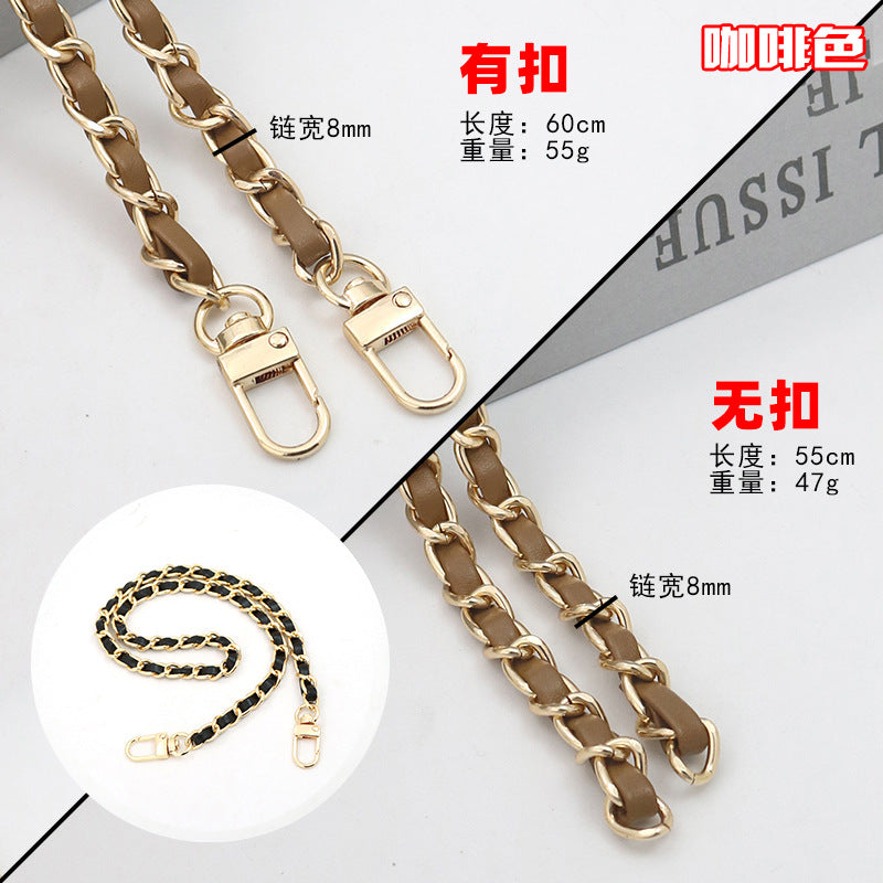 Customizable Chain & Leather Bag Strap