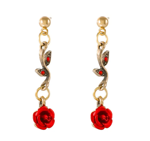 Vintage Rose Jewelry Set – Bracelet, Necklace & Earrings | Romantic Gift for Her