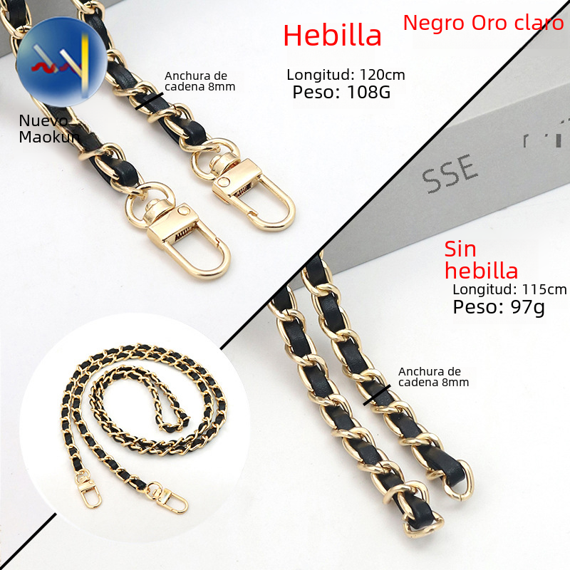 Customizable Chain & Leather Bag Strap