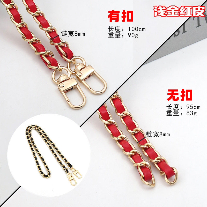Customizable Chain & Leather Bag Strap