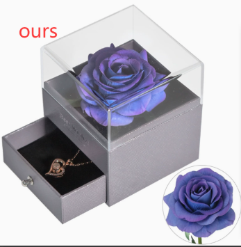 Preserved Rose Jewelry Box with Necklace – Luxury Gift for Her | 12 Colors