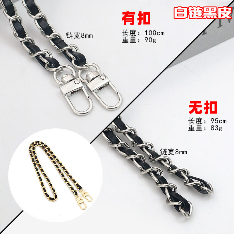 Customizable Chain & Leather Bag Strap