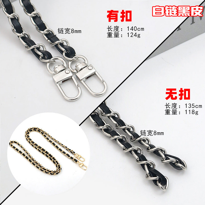 Customizable Chain & Leather Bag Strap