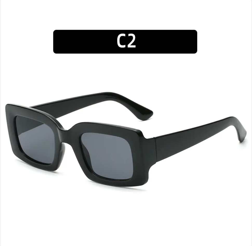 Rectangle Sunglasses for Women – UV400 Bold Frames | Leopard, Red & Black