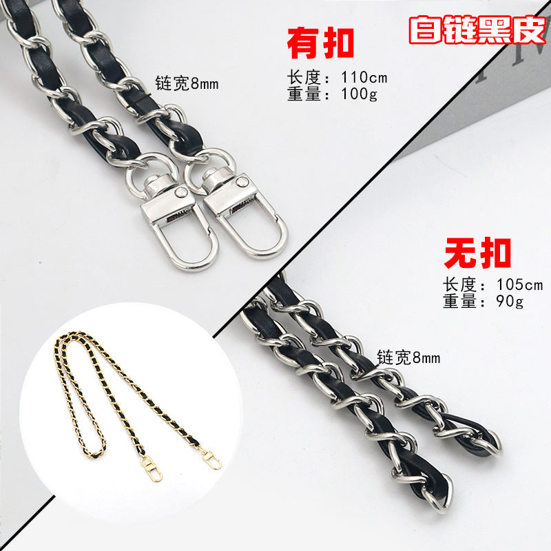 Customizable Chain & Leather Bag Strap