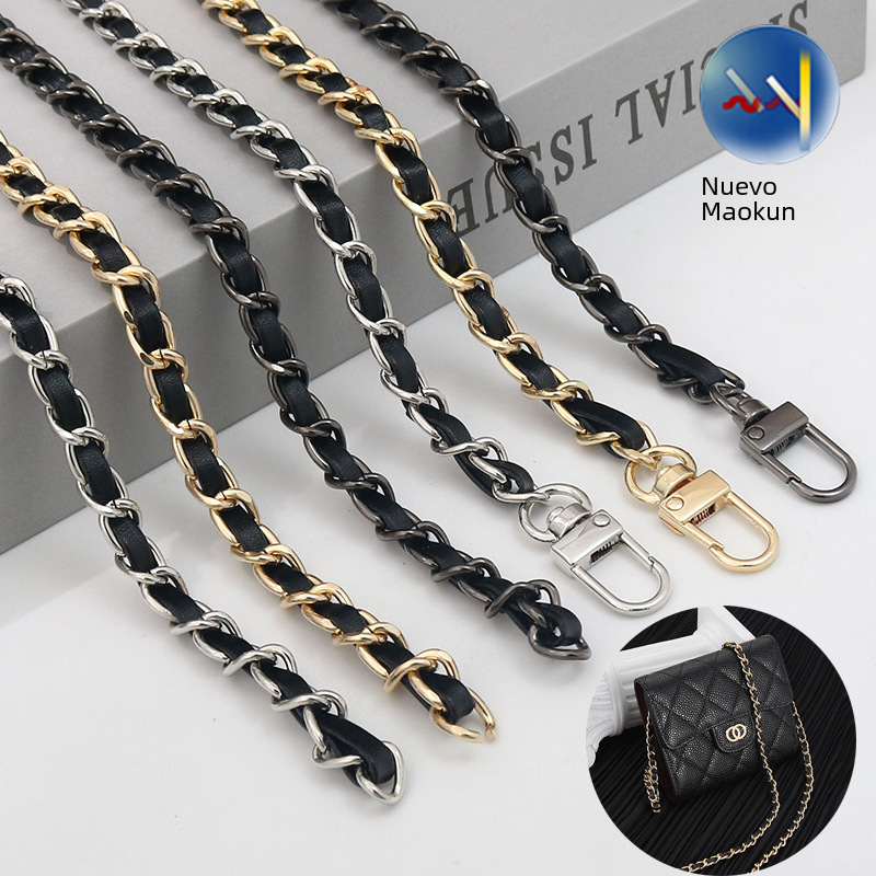 Customizable Chain & Leather Bag Strap