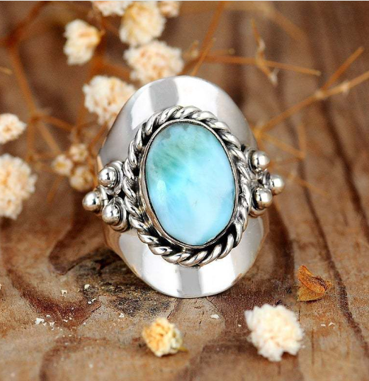 Emerald Green Bohemian Statement Ring – Boho Geometric Ring | Sizes 6–12