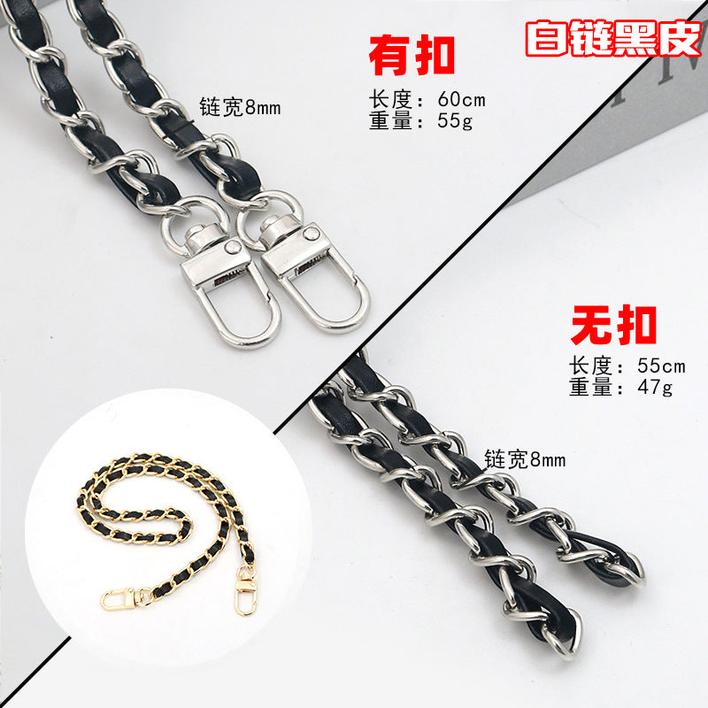 Customizable Chain & Leather Bag Strap