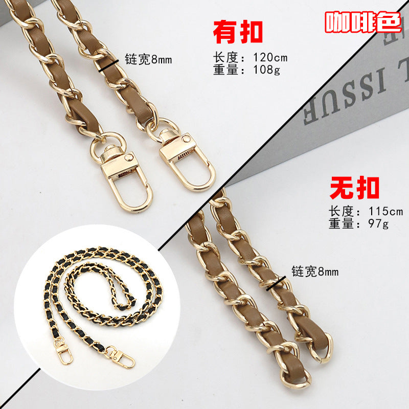 Customizable Chain & Leather Bag Strap