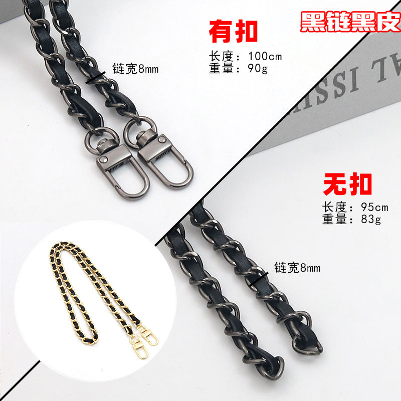 Customizable Chain & Leather Bag Strap