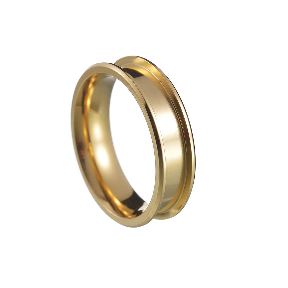 Geometric Retro Band Ring – Vintage Stackable Ring with Diamond Inlay | Silver, Gold & Black